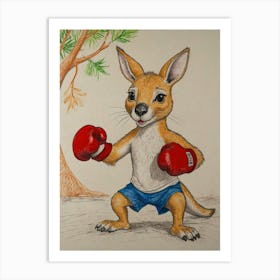 Kangaroo Boxing 5 Art Print