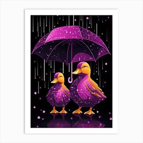 Ducks In Rain Art Print