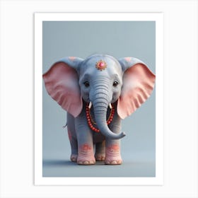 Cute Baby Elephant Nursery Ilustration (29) Art Print