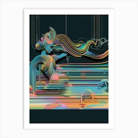 Trippy , blue psychedelic, "Wins The Day" Art Print