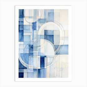 Abstract Blue And White Painting 1 Art Print