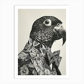 Dark Gothic Parrot Art Print