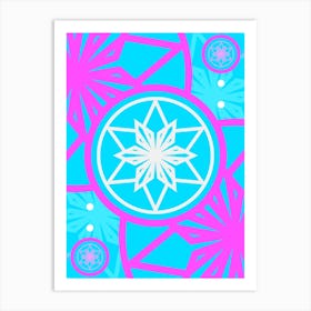 Geometric Glyph Abstract in White and Bubblegum Pink and Candy Blue n.0050 Art Print