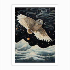 Owl 3 Gold Detail Painting Art Print