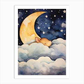 Baby Shrew Sleeping In The Clouds Art Print