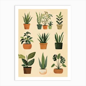 Houseplants In Pots Art Print