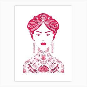 Tattoo Woman Scarlet Art Print