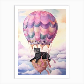Baby Panther In A Hot Air Balloon Art Print