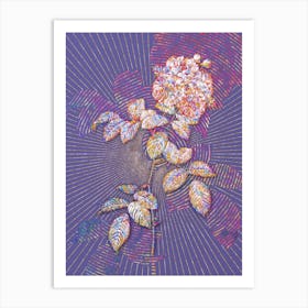 Geometric Seven Sisters Roses Mosaic Botanical Art on Veri Peri Art Print