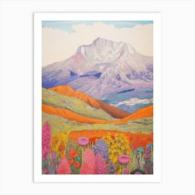 Mount St Helens United States 2 Colourful Mountain Illustration Art Print