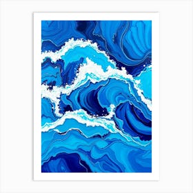 Blue Wave Painting Poster