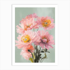 Chrysanthemums Flowers Acrylic Painting In Pastel Colours 2 Art Print