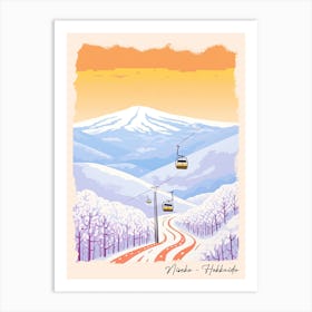 Poster Of Niseko   Hokkaido, Japan, Ski Resort Pastel Colours Illustration 0 Art Print