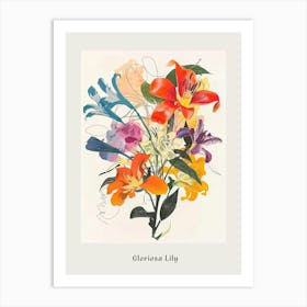 Gloriosa Lily 2 Collage Flower Bouquet Poster Art Print