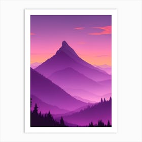 Misty Mountains Vertical Composition In Purple Tone 63 Art Print