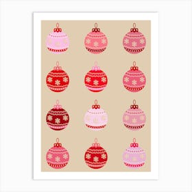 Retro Christmas Baubles Art Print