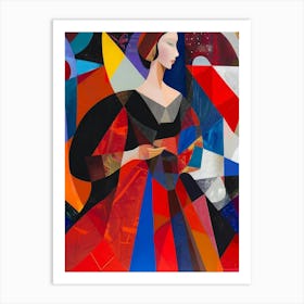 Lady In Red Dress Style Abstract Art Print