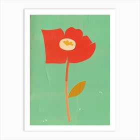 Flower Red on Green Art Print