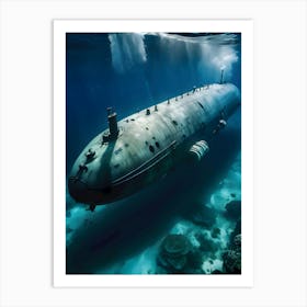 Submarine In The Ocean-Reimagined 18 Art Print