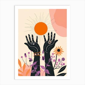 Hands Holding The Sun Art Print