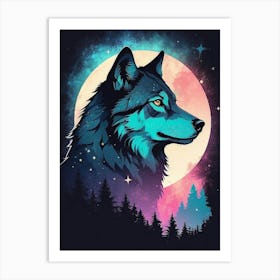Wolf In The Moonlight Art Print