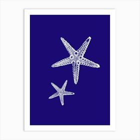 Starfish On Blue Background Art Print