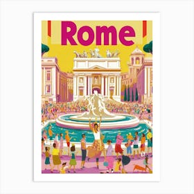 Aihrgdesign A 1970s Inspired Travel Poster For Rome Art Print