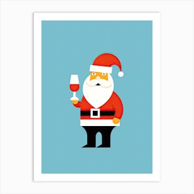 Santa Claus With A Glass Of Wine Art Print