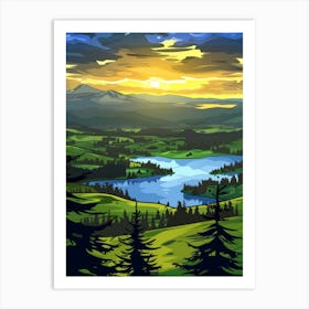 Landscape At Sunset 1 Art Print