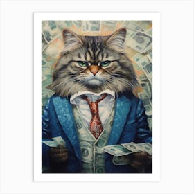 Gangster Cat Siberian 5 Art Print