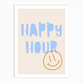 Happy Hour Poster Blue & Orange Art Print