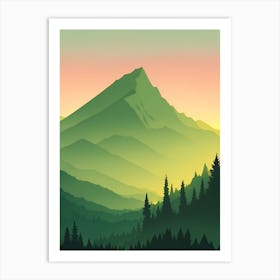 Misty Mountains Vertical Composition In Green Tone 57 Art Print