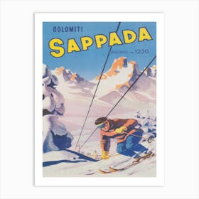 Sappada Italy Vintage Ski Poster Art Print