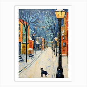 Cat In The Streets Of Chicago   Usa With Snow 3 Art Print