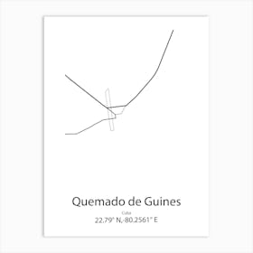 Quemado De Guines,Cuba Minimalist Map Art Print