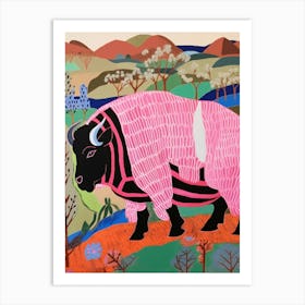 Maximalist Animal Painting Buffalo 1 Art Print