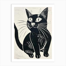 Japanese Bobtail Linocut Blockprint 5 Art Print