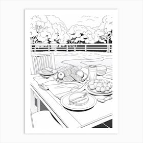Line Art Inspired By The Luncheon On The Grass 4 Art Print