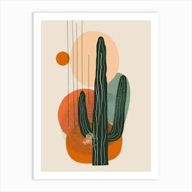 Rat Tail Cactus Minimalist Abstract Illustration 1 Art Print