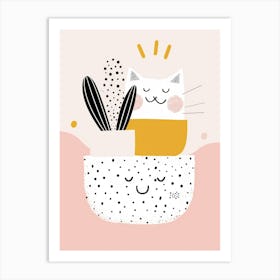 Cute Cat In A Pot Art Print