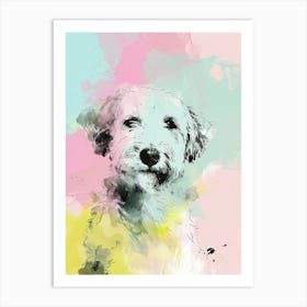 Pastel Curly Dog Line Illustration 1 Art Print