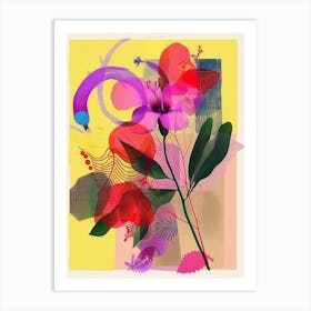 Cyclamen 1 Neon Flower Collage Art Print