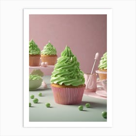 Green Cupcakes Art Print