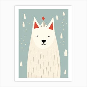 Little Arctic Wolf 3 Wearing A Crown Art Print