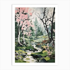 Grenn And White Trees In The Woods Painting 7 Art Print