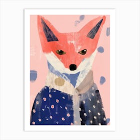 Playful Illustration Of Red Fox Bear For Kids Room 3 Art Print