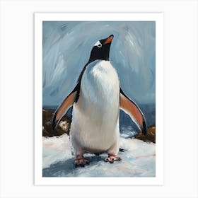 Adlie Penguin Petermann Island Oil Painting 2 Art Print