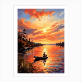 Fisherman On The Lake Art Print