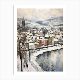 Vintage Winter Painting Inverness United Kingdom 2 Art Print