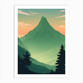 Misty Mountains Vertical Composition In Green Tone 66 Art Print